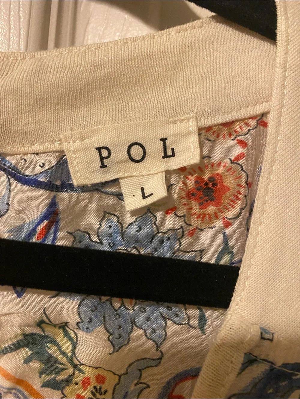 POL - Floral Patchwork Tunic- Blue, Orange, and Cream- 95% Cotton - Picture 2 of 5